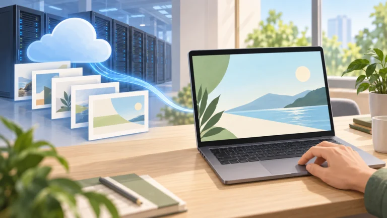 クラウド側で複数のスライドを生成し、PCの画面上で個別のスライドを編集する構成