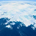 衛星観測の対象となる北極海の海氷と、外洋に接する海氷縁の広がりを描いた編集イラスト
