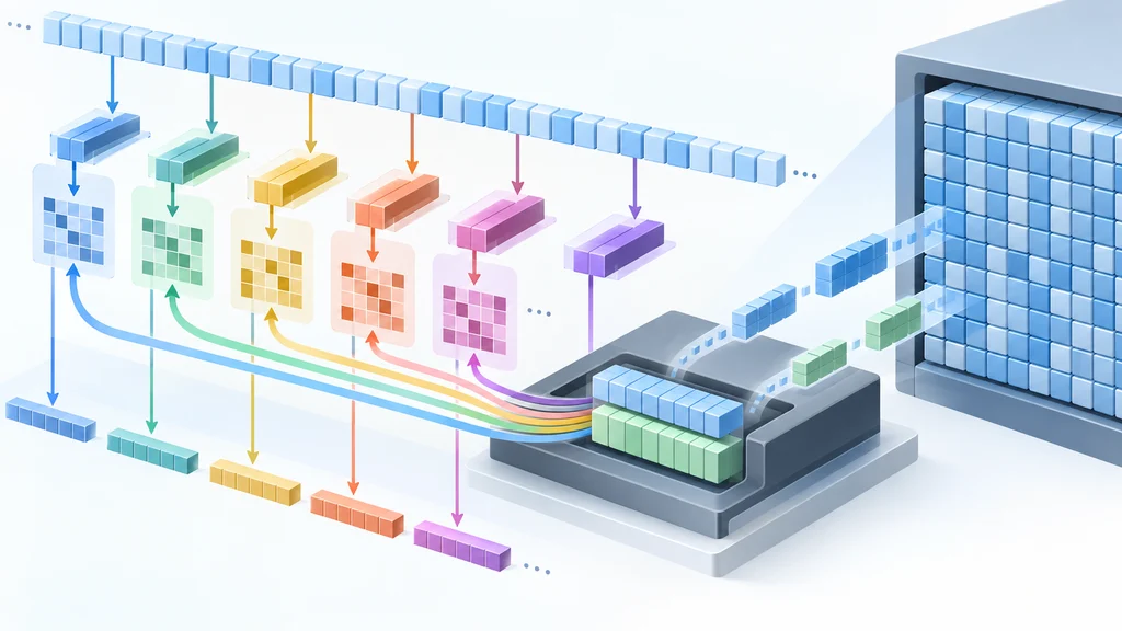 複数のAttention計算が共有するKVデータと並列処理を示す図