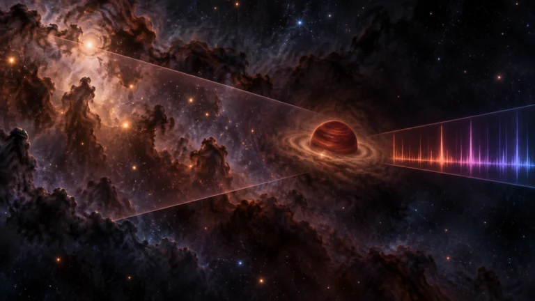 星形成領域で観測される褐色矮星と分光パターンを描いた科学イラスト